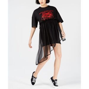 Nicopanda Asymmetrical Tulle T-Shirt Dress